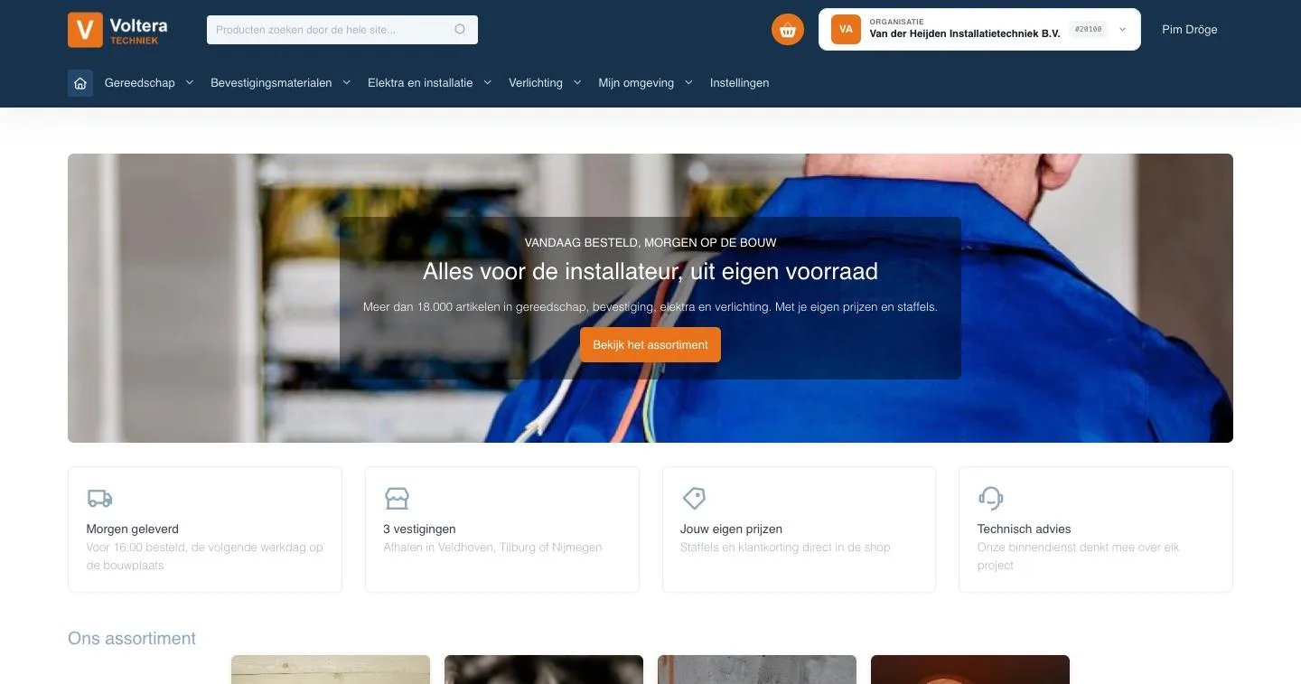 Demoshop Voltera Techniek, gemaakt met B2Bshop