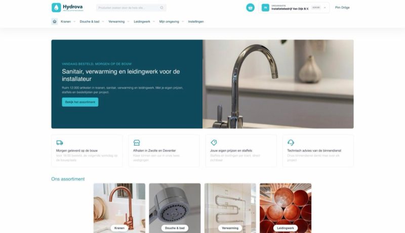 Demoshop Hydrova, gemaakt met B2Bshop